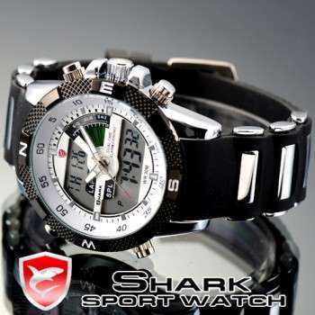 SHARK Watch Quartz Sport LCD Dual Time Military Army
