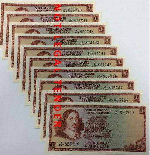 CRAZY R1 START!!! T W de Jongh R1 Note set of 10 in Sequence UNC