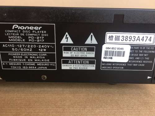 Pioneer PD-217 CD Player