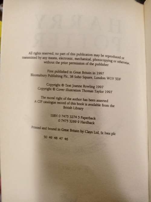 JK Rowling Harry Potter And The Philospher's Stone