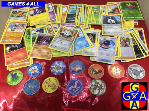120+ Pokemon Cards (NO FAKES) & 12 Pokemon Tazos