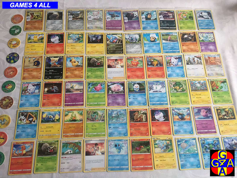70 Pokemon Cards + 10 Tazos - NO FAKES