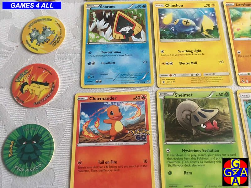 70 Pokemon Cards + 10 Tazos - NO FAKES