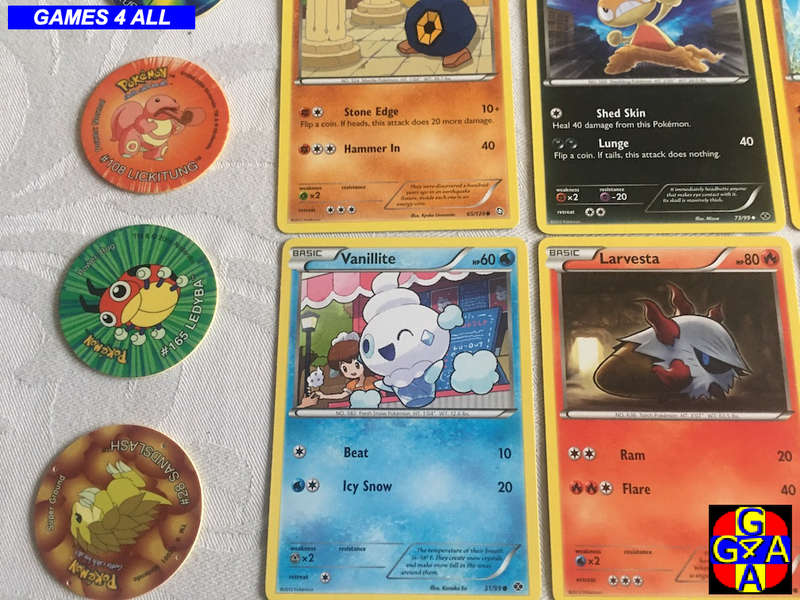 70 Pokemon Cards + 10 Tazos - NO FAKES