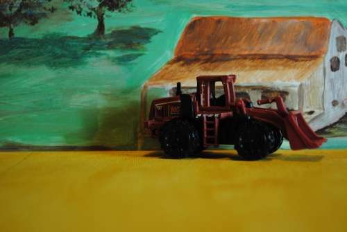 Matchbox Front End Loader Brown 1:72 almost HO Railway Scale