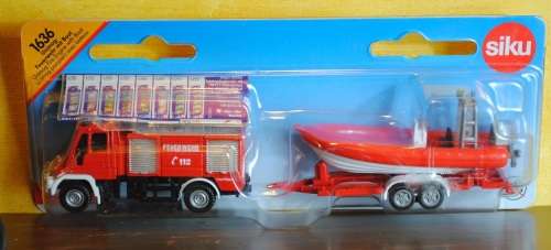 Siku 1636 Mercedes Benz Fire Tender rescue Vehicle with Rubber Duck 1:87 Ho Scale