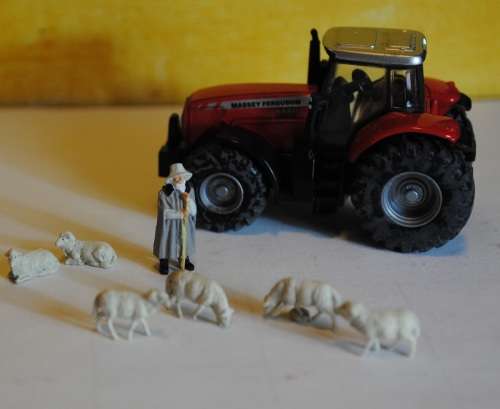 1:87 Scale SHEEP - SET OF 6 with Shepherd PREISER 14160