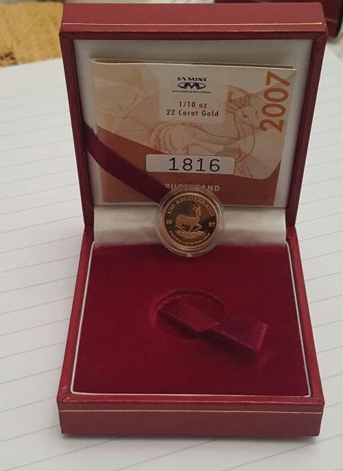 ###2007 Proof Krugerand 1/10th ounce gold coin###only 1 on bob
