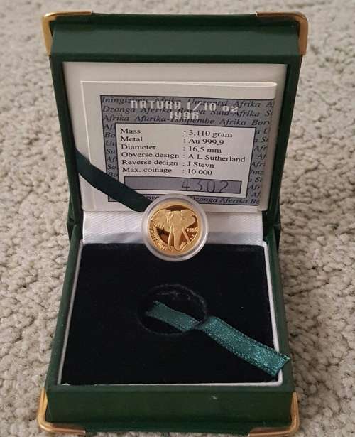 ###1996 Natura Elephant 1/10th oz gold coin###High in demand