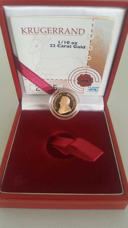 ###2008 Proof Krugerrand 1/10th ounce gold coins###Low start