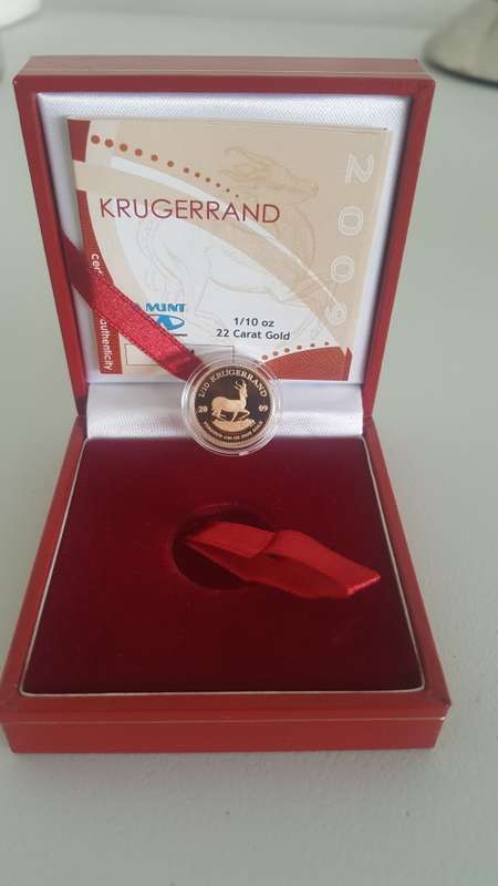 ###2009 Proof Krugerrand 1/10th ounce gold coin###Low start