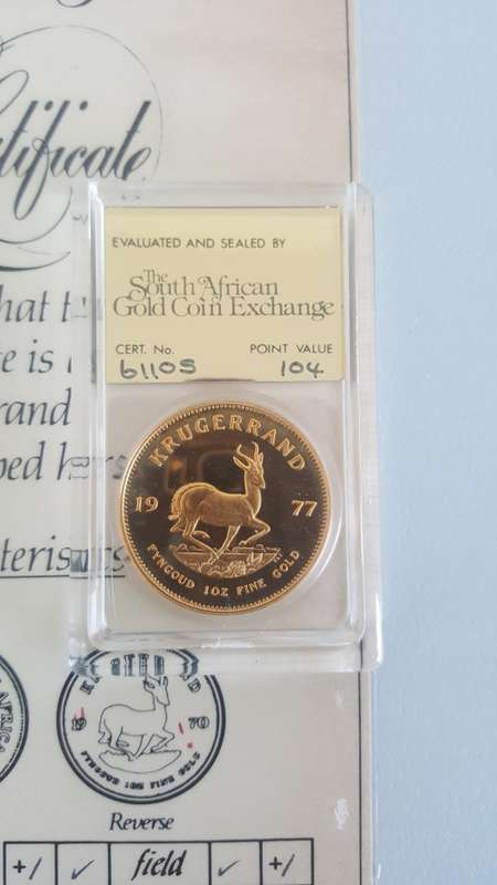 ###1977 Proof Krugerrand In SAGCE Slab ###104 Pt Value