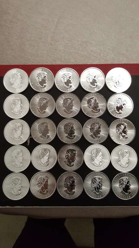 ### Canadian Maple leaf Silver 1 ounce BU coins ###
