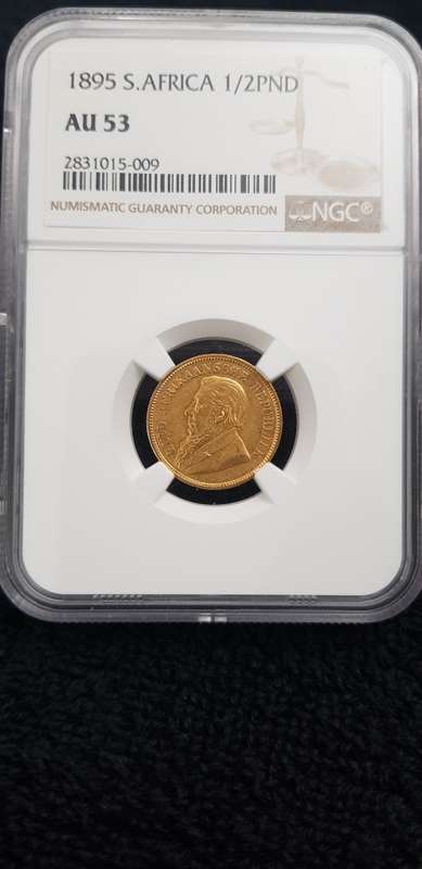 ###1895 NGC AU53 ZAR 1/2 Kruger Pond###Low start
