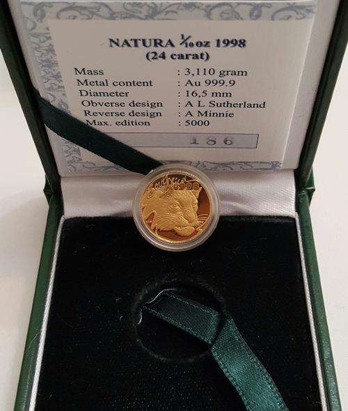 ###1998 Natura Leopard 1/10th ounce gold coin###Low start