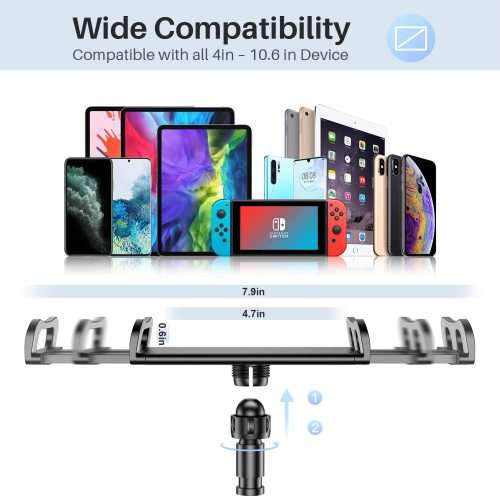 Gooseneck Tablet Holder Stand for Bed  Adjustable Flexible Arm Tablets Mount Clamp on Table Compatib