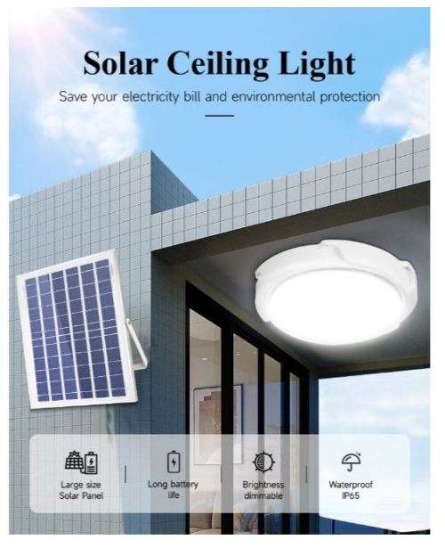 Solar Powered Ceiling Light With Solar Panel And Remote Control 40W