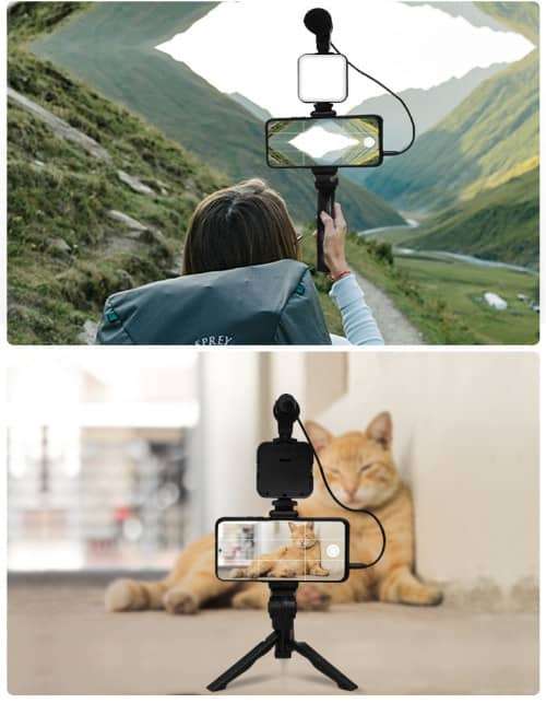 AY-49 Tripod Kit Video Vlog Production with Microphone and Live Light