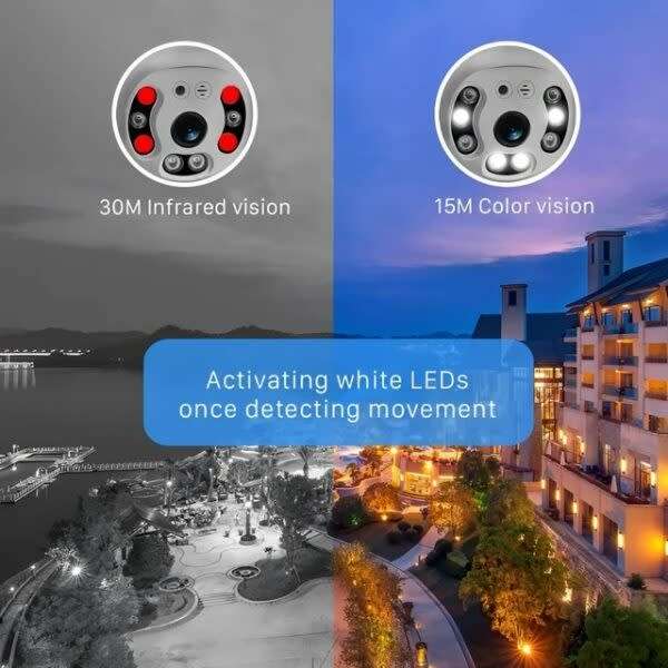 2.8-Inch 8Led Dual Light Source Wifi Dome Surveillance Camera V380 Pro App Hd
