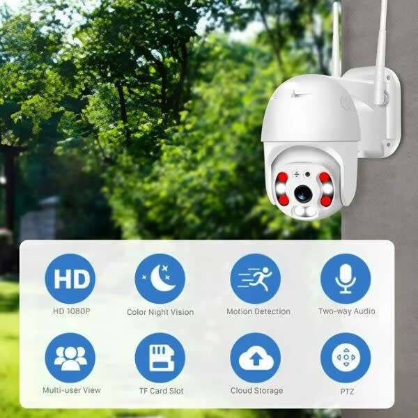 2.8-Inch 8Led Dual Light Source Wifi Dome Surveillance Camera V380 Pro App Hd