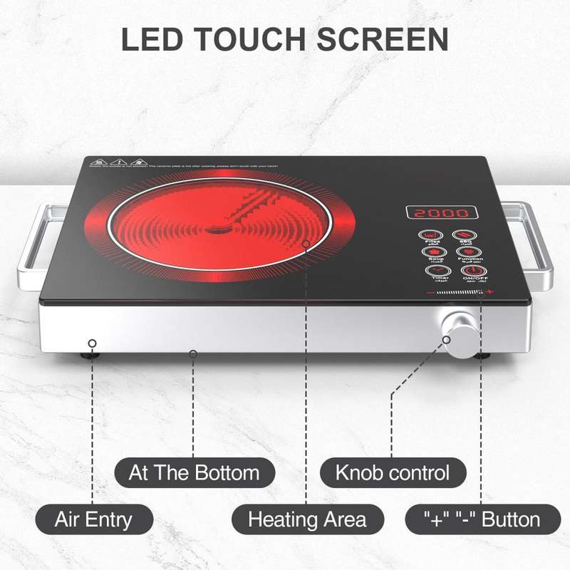 110V 3500W High Heating Power Induction Stove Tabletop Cooker Stationary Sensor Touch Smart Wok