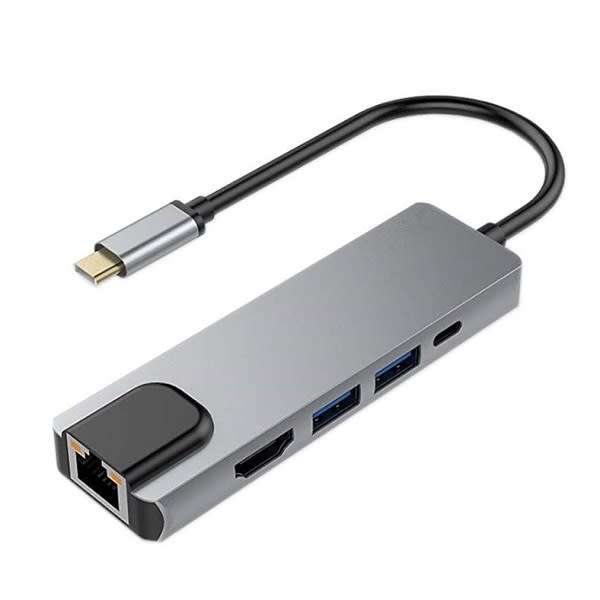 Type-C Hub, Hdmi, 3.0 Usb, Usb C, To Ethernet Rj45 Lan Adapter 5-In-1
