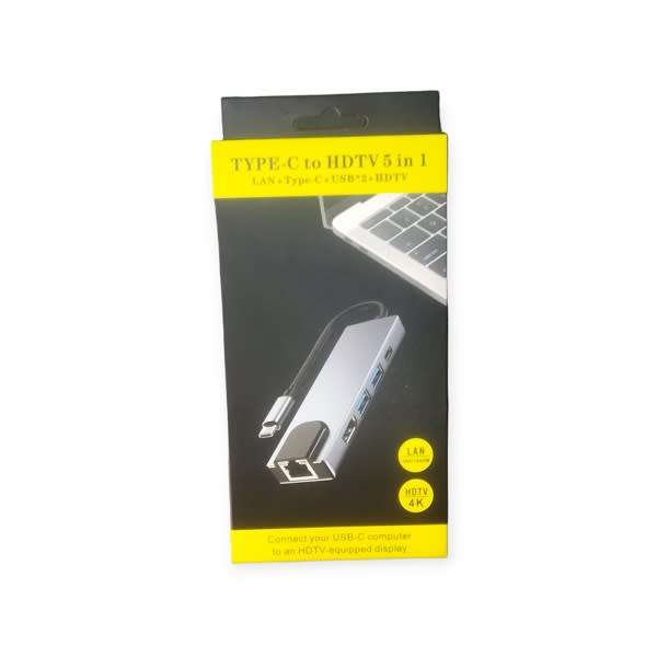 Type-C Hub, Hdmi, 3.0 Usb, Usb C, To Ethernet Rj45 Lan Adapter 5-In-1