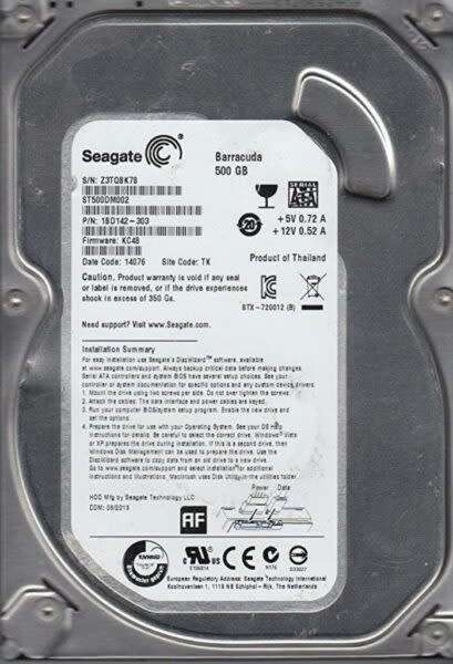 Internal Hard Drive 500Gb