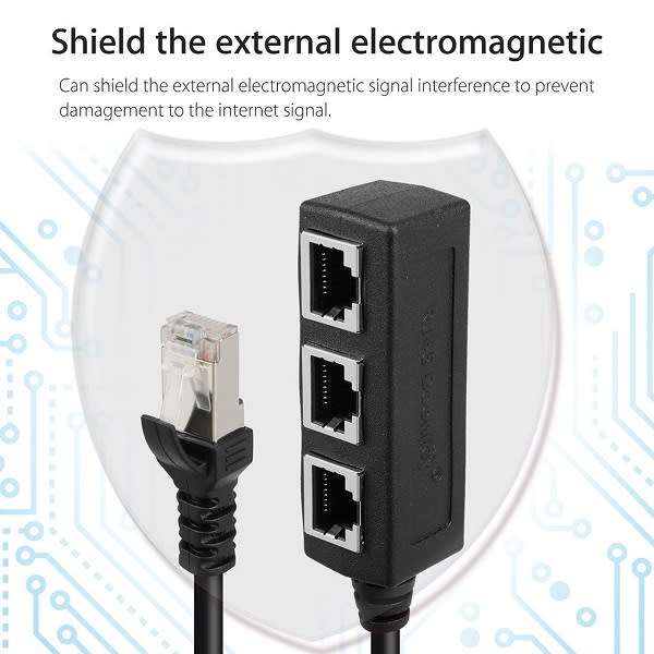Rj45 Splitter Ethernet One Male To Three Female Extension Cable