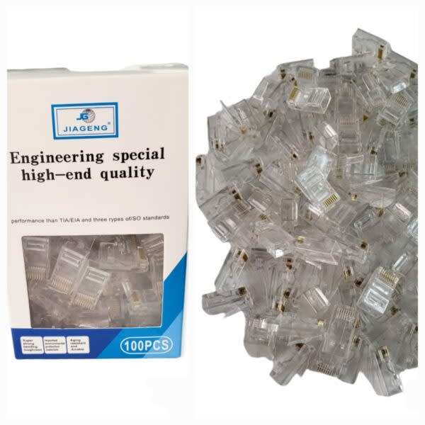 45 Cat 6 Network Cable Connector Crystal Head (Unshielded) 100 Pieces