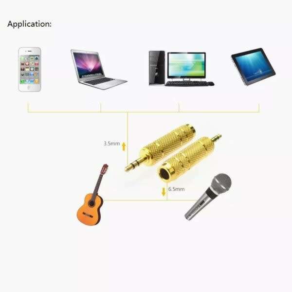 Connector Universal Brass Gold Plated 3.5mm Male To 6.35mm Female Stereo Audio Adapter Jack Connecto