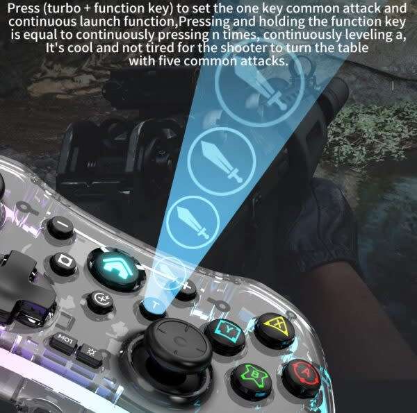 Rgb Transparent Shell Wireless Bluetooth Game Controller For Nintendo