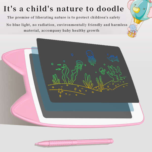 Children`s Cat-Ear Writing/Drawing Tablet With Stylus 7 Inches