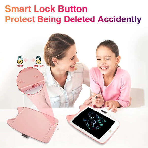 Children`s Cat-Ear Writing/Drawing Tablet With Stylus 7 Inches
