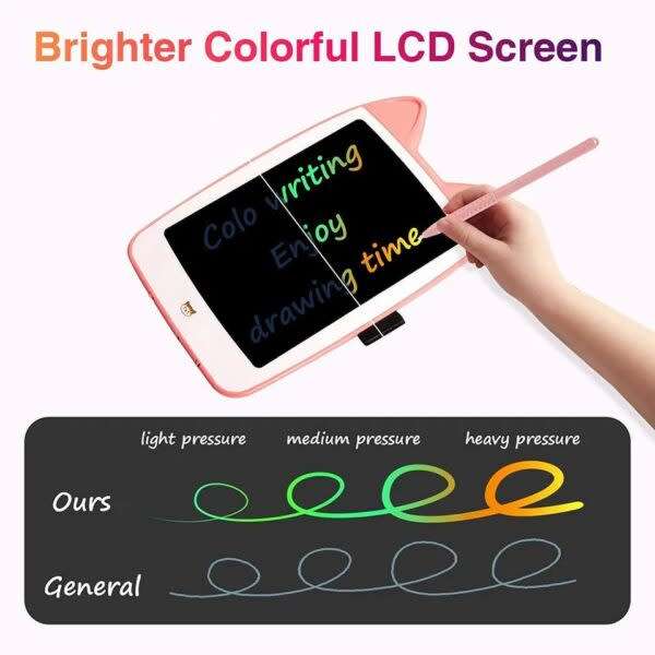 Children`s Cat-Ear Writing/Drawing Tablet With Stylus 7 Inches