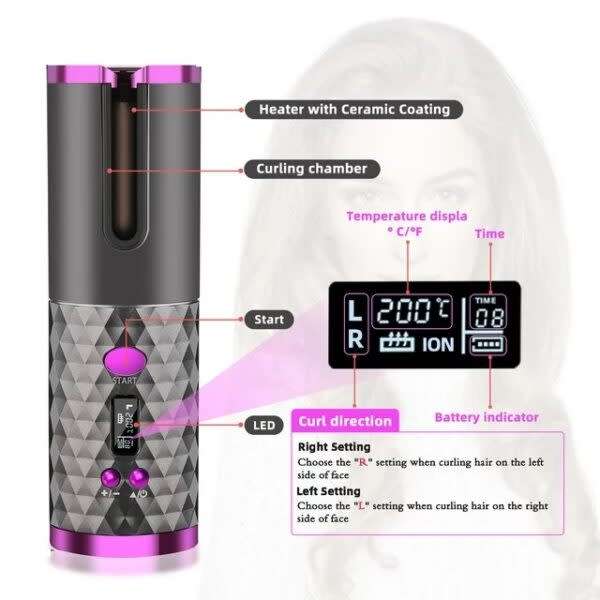 Rechargeable Professional Automatic Hair Curler