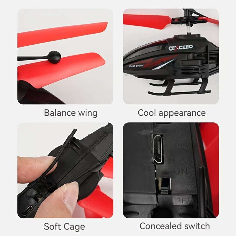 Helicopter With Remote Control Gesture Sensing Light Anti-Fall Suspension Remote Control Aircraft