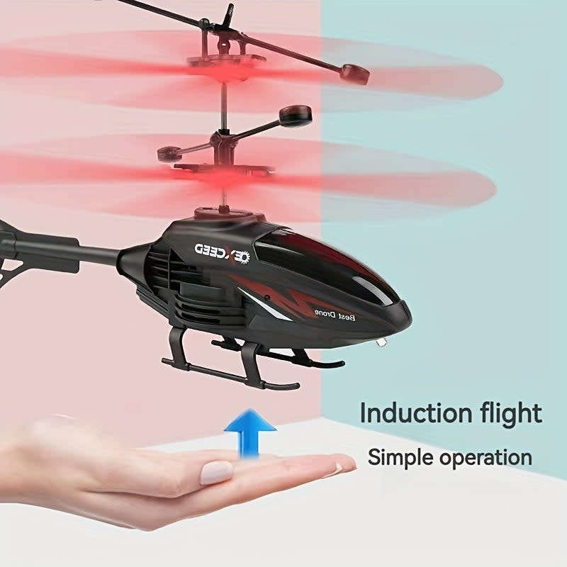 Helicopter With Remote Control Gesture Sensing Light Anti-Fall Suspension Remote Control Aircraft