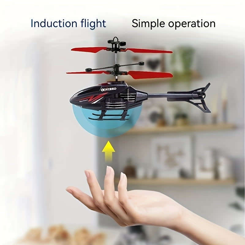 Helicopter With Remote Control Gesture Sensing Light Anti-Fall Suspension Remote Control Aircraft