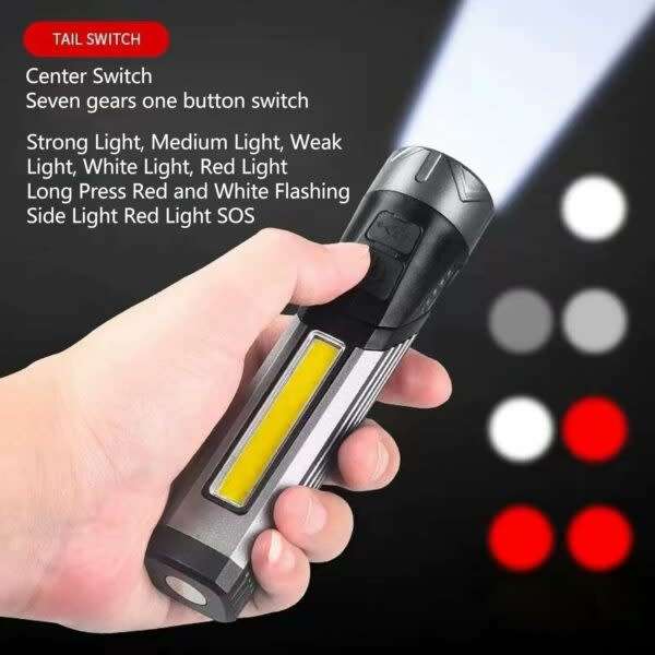 Rechargeable 90 Degree Angle Led + Cob Flashlight