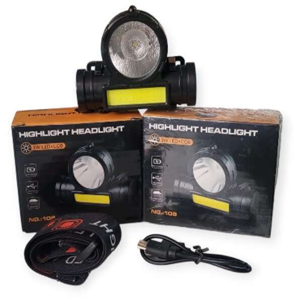 Rechargeable 3W Led+Cob High Brightness Headlight