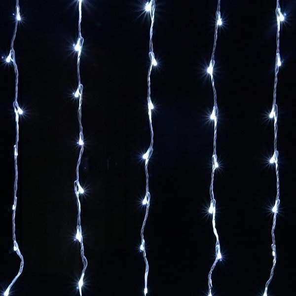 Led Fairy Curtain Light With Extension Plug, White, 3×0.5m