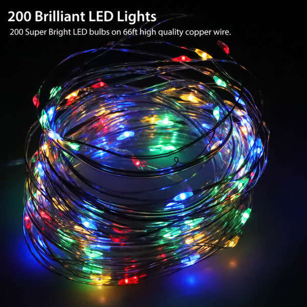 Solar Powered Rgb Copper Wire Fairy Lights 200 Leds 20M