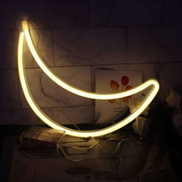 Crescent Moon Neon Sign Lamp Usb And Battery Operated