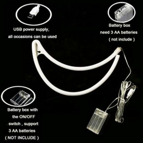 Crescent Moon Neon Sign Lamp Usb And Battery Operated