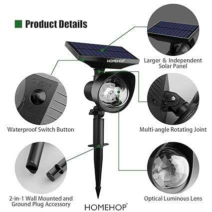 Outdoor Solar Lights, Led Disco Spotlight Waterproof Lights For Garden, Wall, Balcony, Courtyard, La