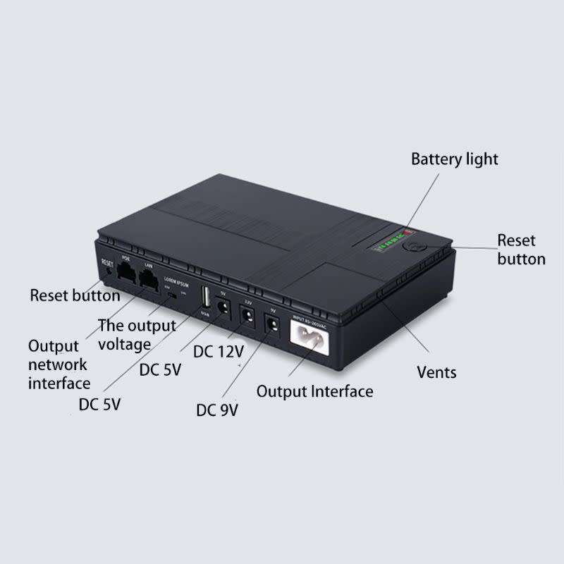 10400mah Lithium Battery UPS 9v 12v Dc 15v 24v Poe Mini UPS
