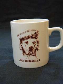 FREE INSURANCE on adorable, collectible mug commemorating famous Simonstown Navy dog Just Nuisanc