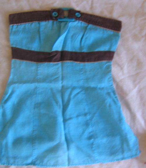 Blue / Brown Boob tube top (Medium) to fit size 32 - As New- R1 No Reserve Auction!