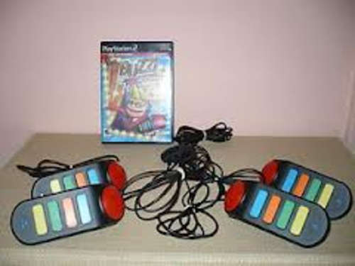 Buzz Controllers and 2 x PS2 BUZZ GAMES - Buzz the Mega Quiz and Buzz the sports quizz!